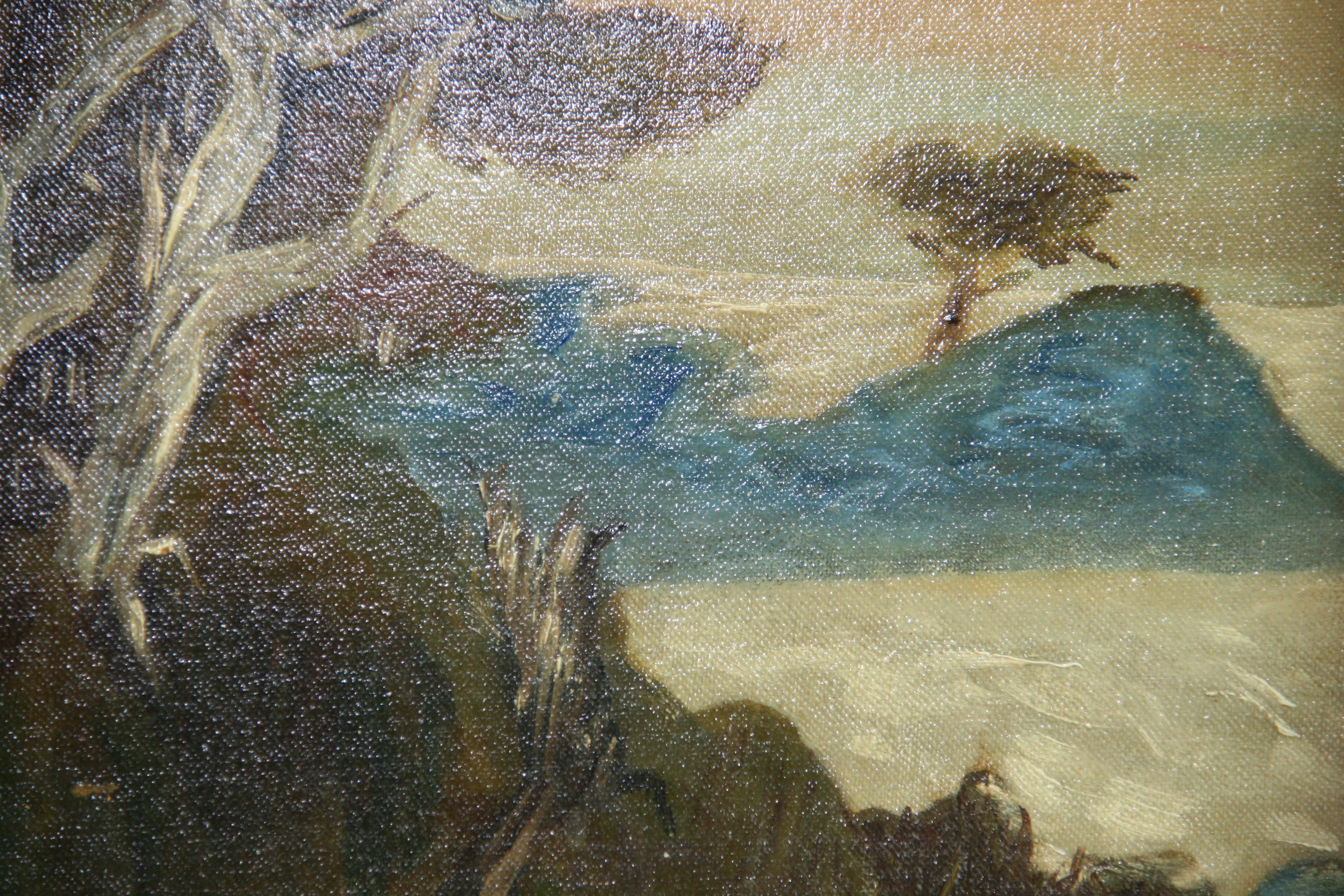 Ancienne peinture à l'huile impressionniste américaine encadrée représentant une scène de plage en vente 1