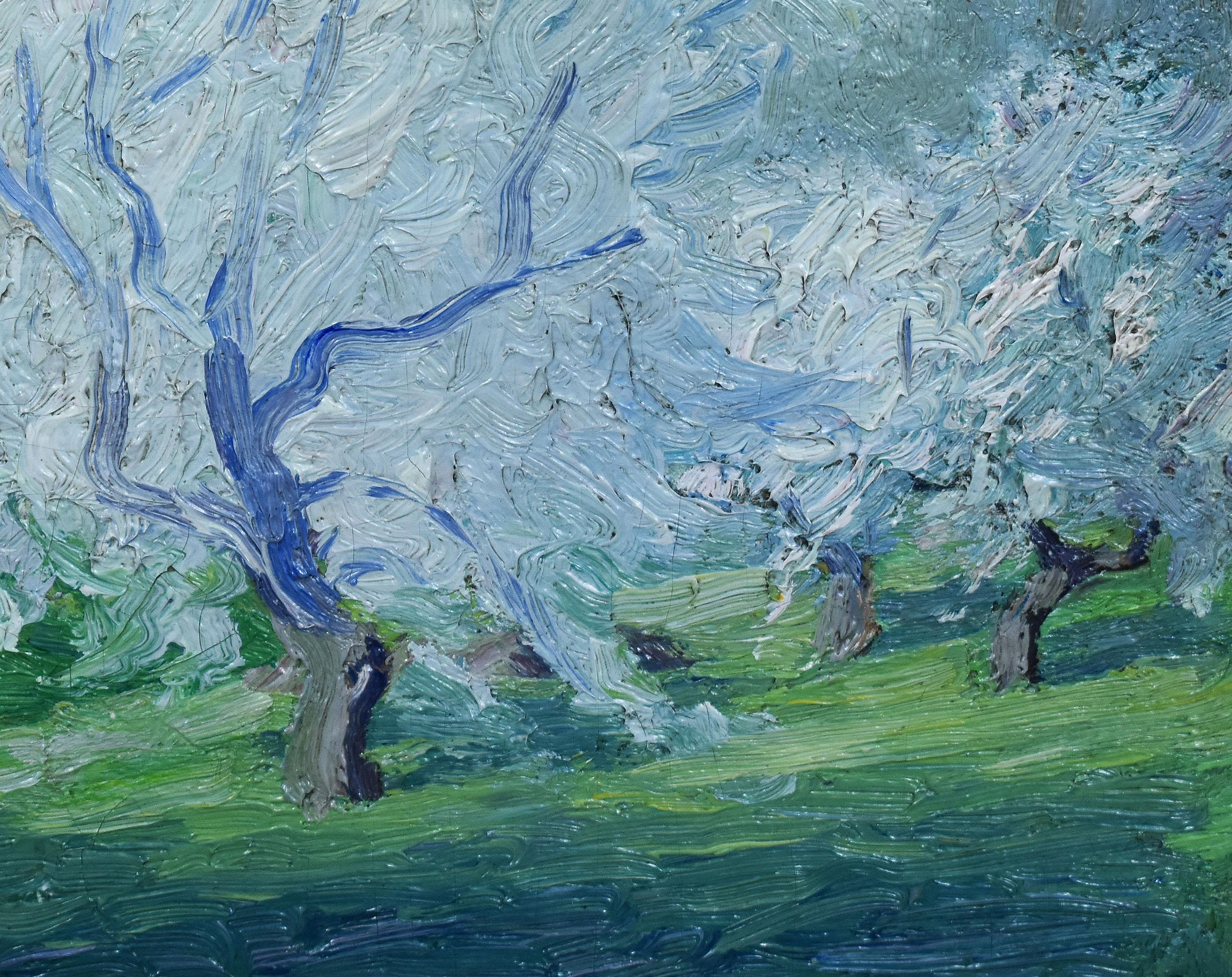 Antique American Impressionist Blossom Tree Thick Impasto Original Oil Painting 1