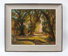 Antique American Impressionist Cody, Wyoming Horse Ranch Landscape Oil Painting