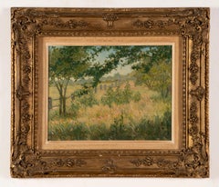 Antique American Impressionist Country Farm Bucolic Rural Landscape Oil Painting