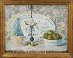 Pintura al Óleo Antigua Impresionista Americana Elegante Naturaleza Muerta Enmarcada Expuesta