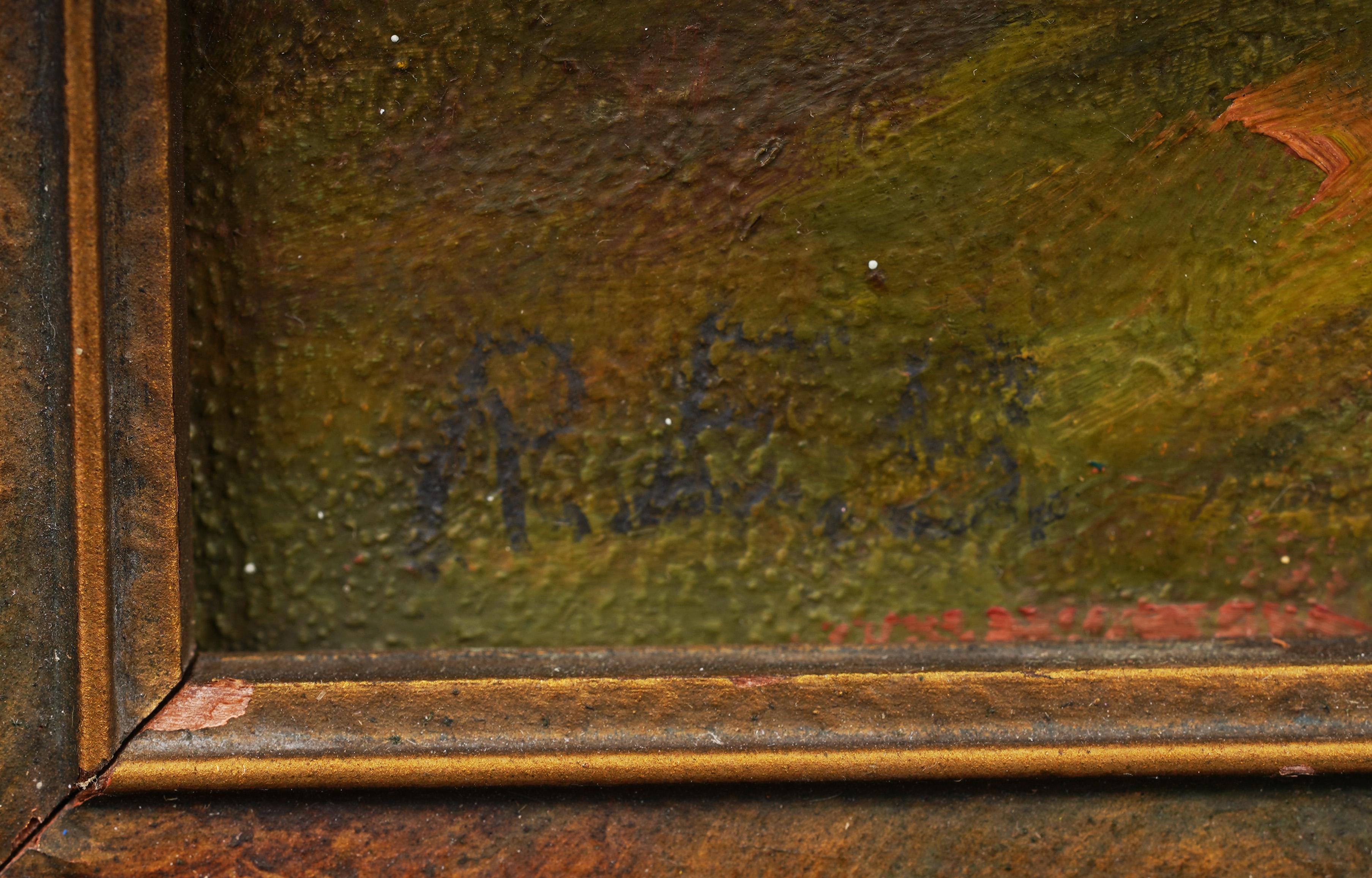 Antiguo paisaje otoñal impresionista americano Pintura de Nueva Inglaterra enmarcada y firmada en venta 1