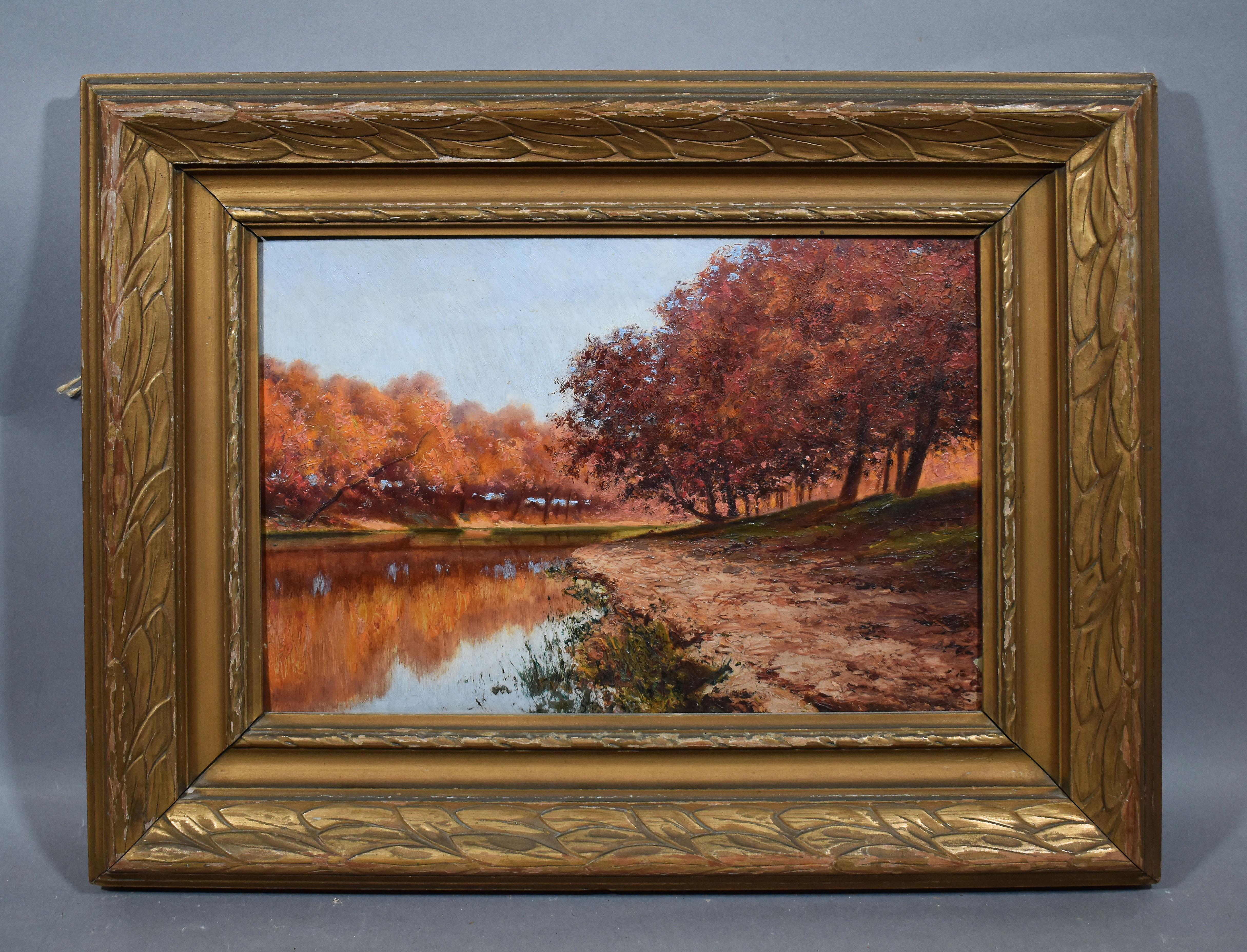 Antique American Impressionist Fall River Finely Painted Gem Quality Masterpiece - Painting by Unknown