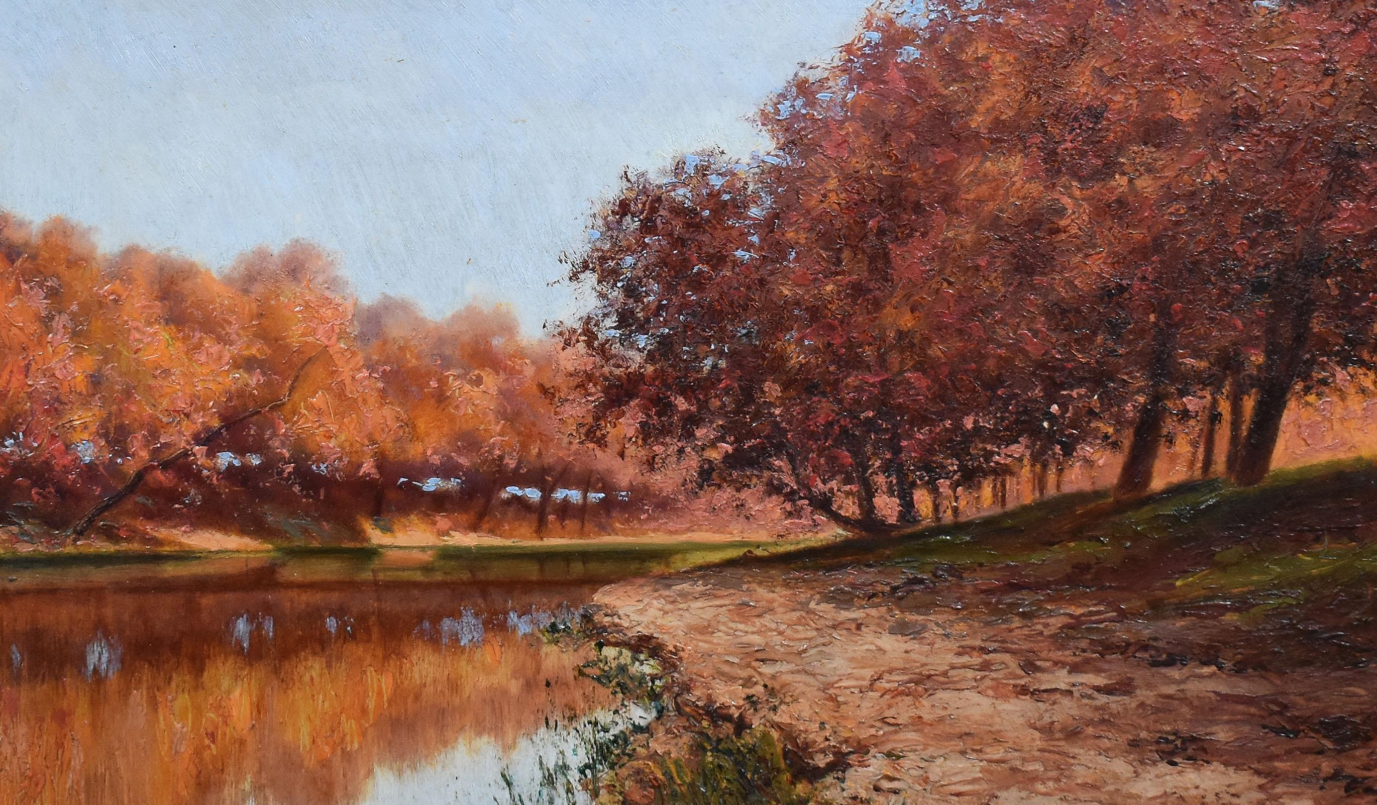 Antiker amerikanischer Impressionistischer Fall River, fein bemaltes Meisterwerk in Edelsteinqualität (Braun), Landscape Painting, von Unknown