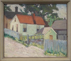 Antique American Impressionist Fauvist New England Beach Cottages Oil Painting
