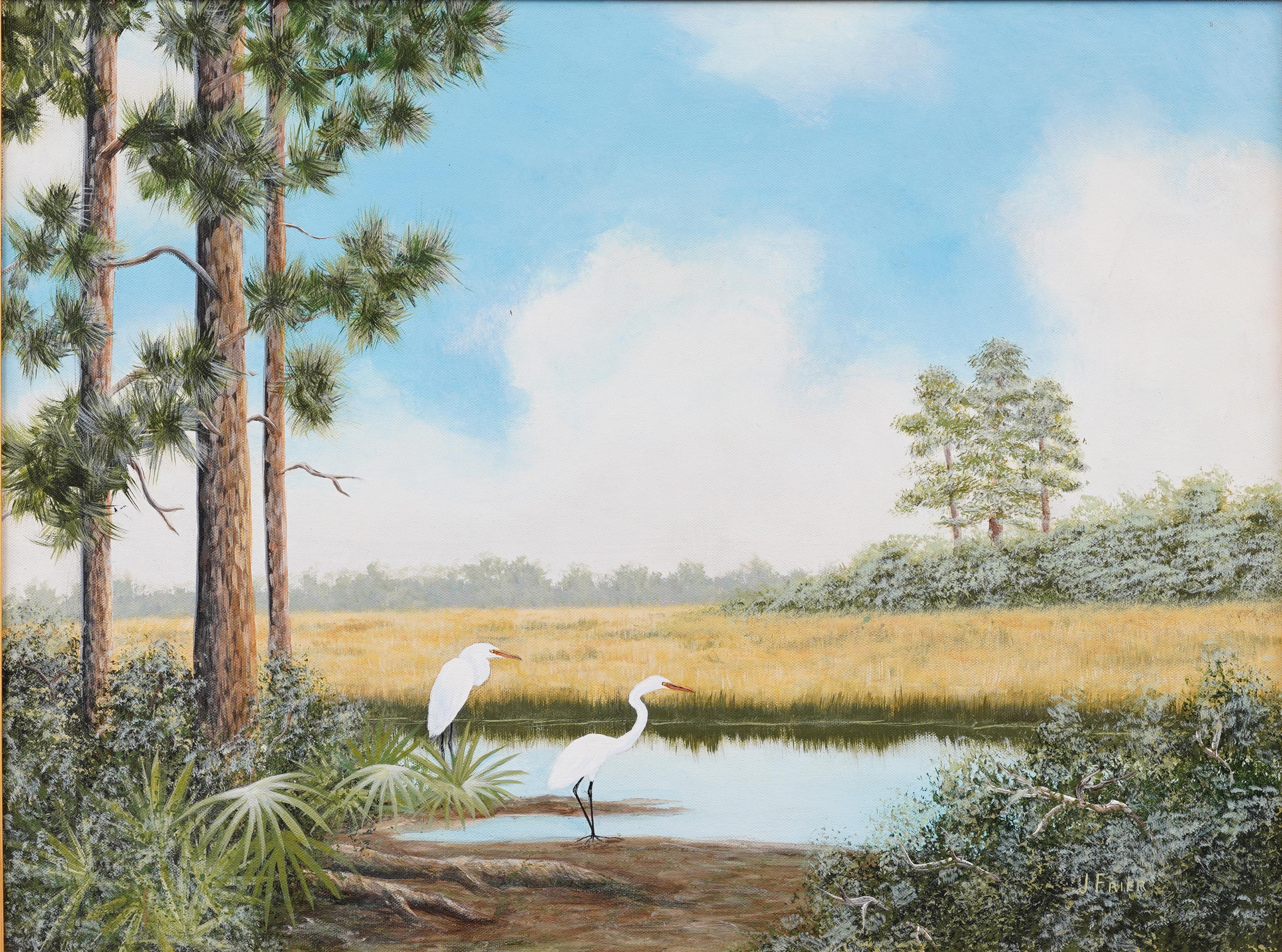 Antique American Impressionist Florida Everglades Tropical Landscape Painting 2