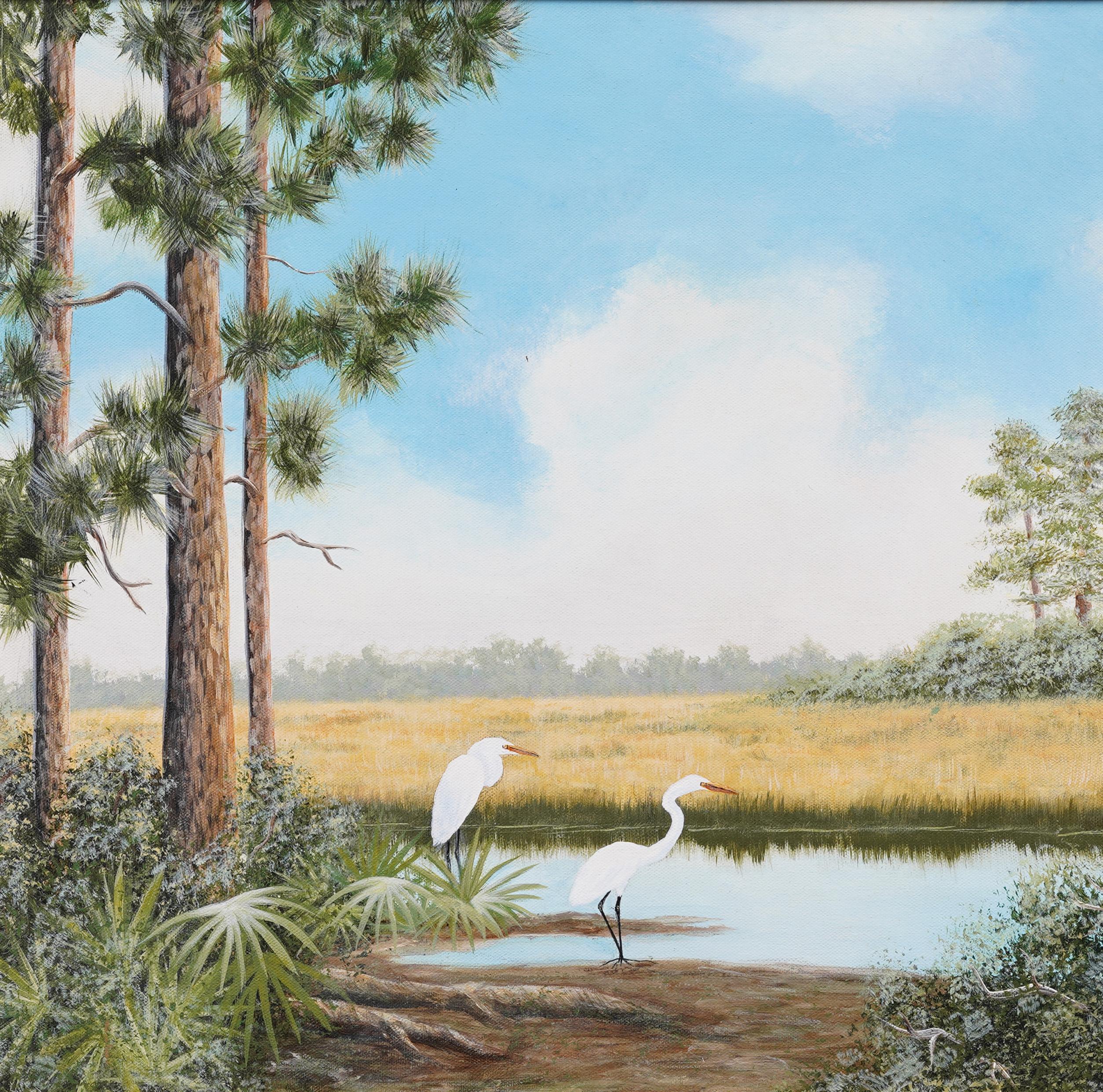 Antique American Impressionist Florida Everglades Tropical Landscape Painting 4