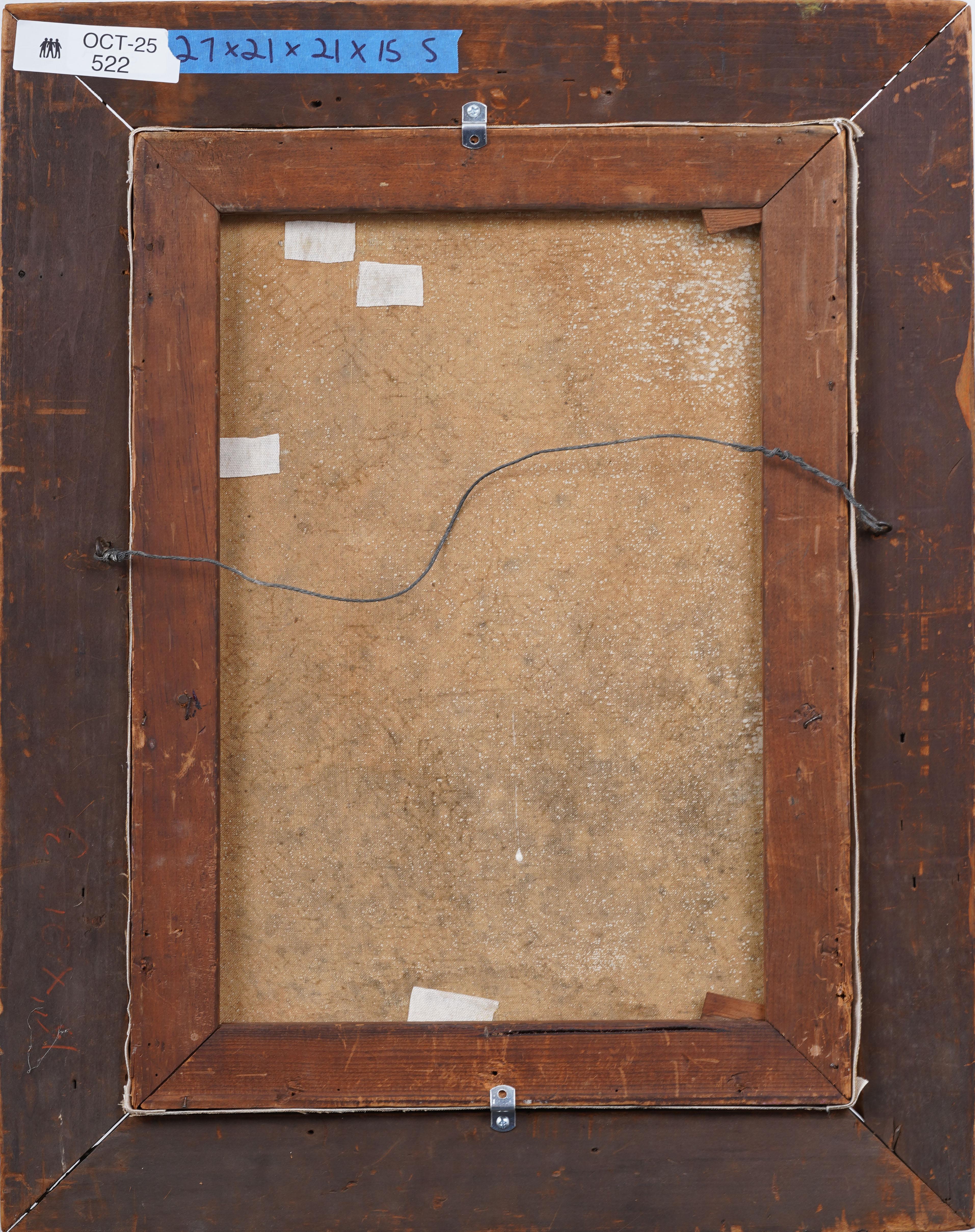 Ancienne peinture à l'huile impressionniste américaine encadrée 1918 Portrait d'homme signé en vente 4