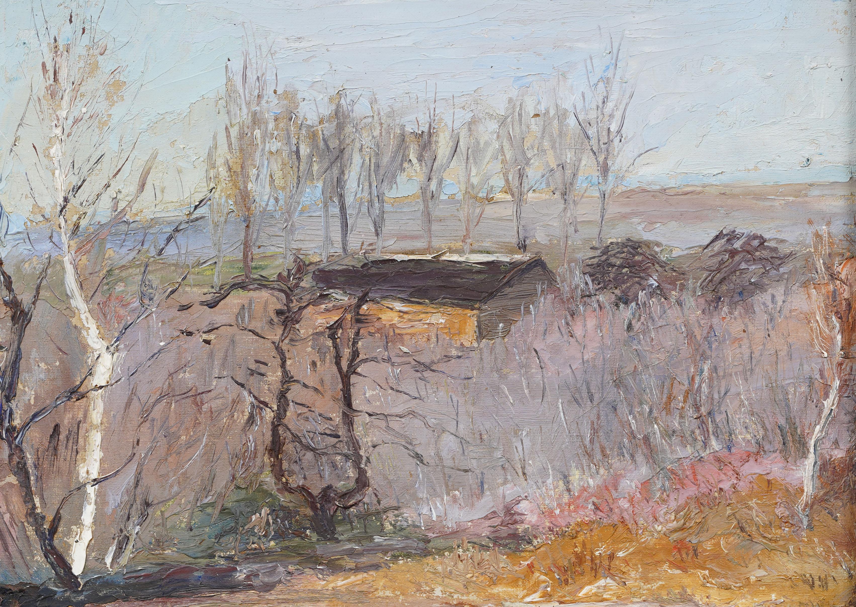 Antique American Impressionist Framed Greenfield Hill CT Landscape Oil Painting For Sale 1