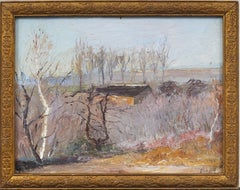 Antique American Impressionist Framed Greenfield Hill CT Landscape Oil Painting