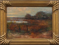 Antique American Impressionist Framed Marsh Landscape Southern School Painting