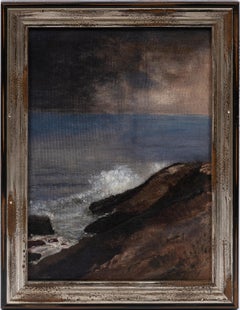 Antique American Impressionist Framed Oil Painting Approaching Storm