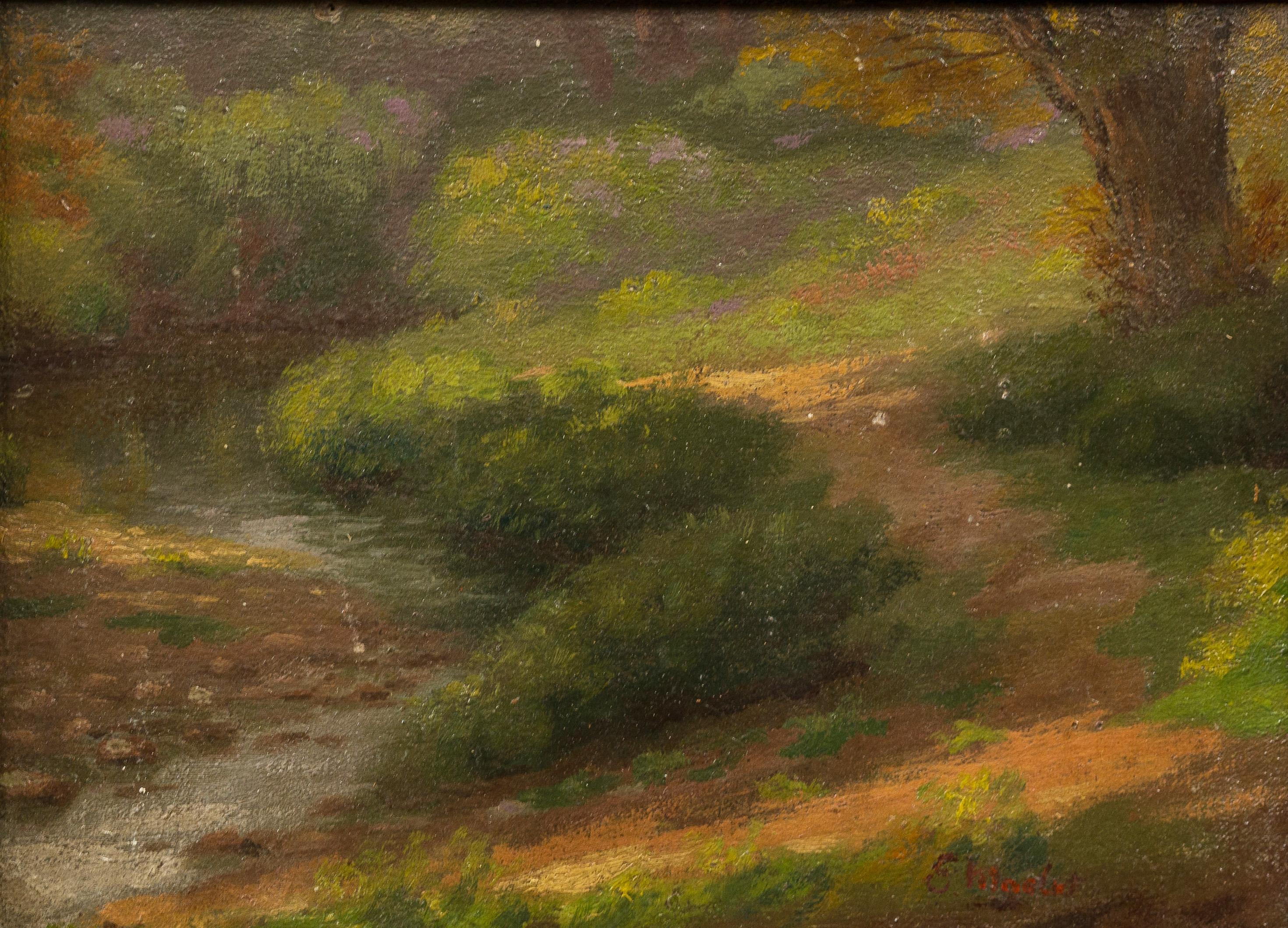 Antique American Impressionist Gilt Framed Landscape Signed Oil Painting For Sale 2