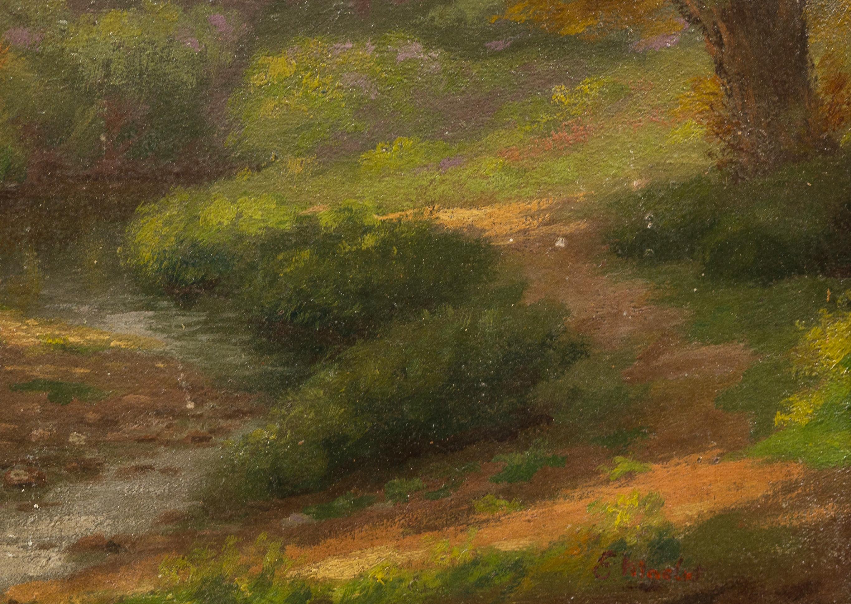 Antique American Impressionist Gilt Framed Landscape Signed Oil Painting For Sale 3