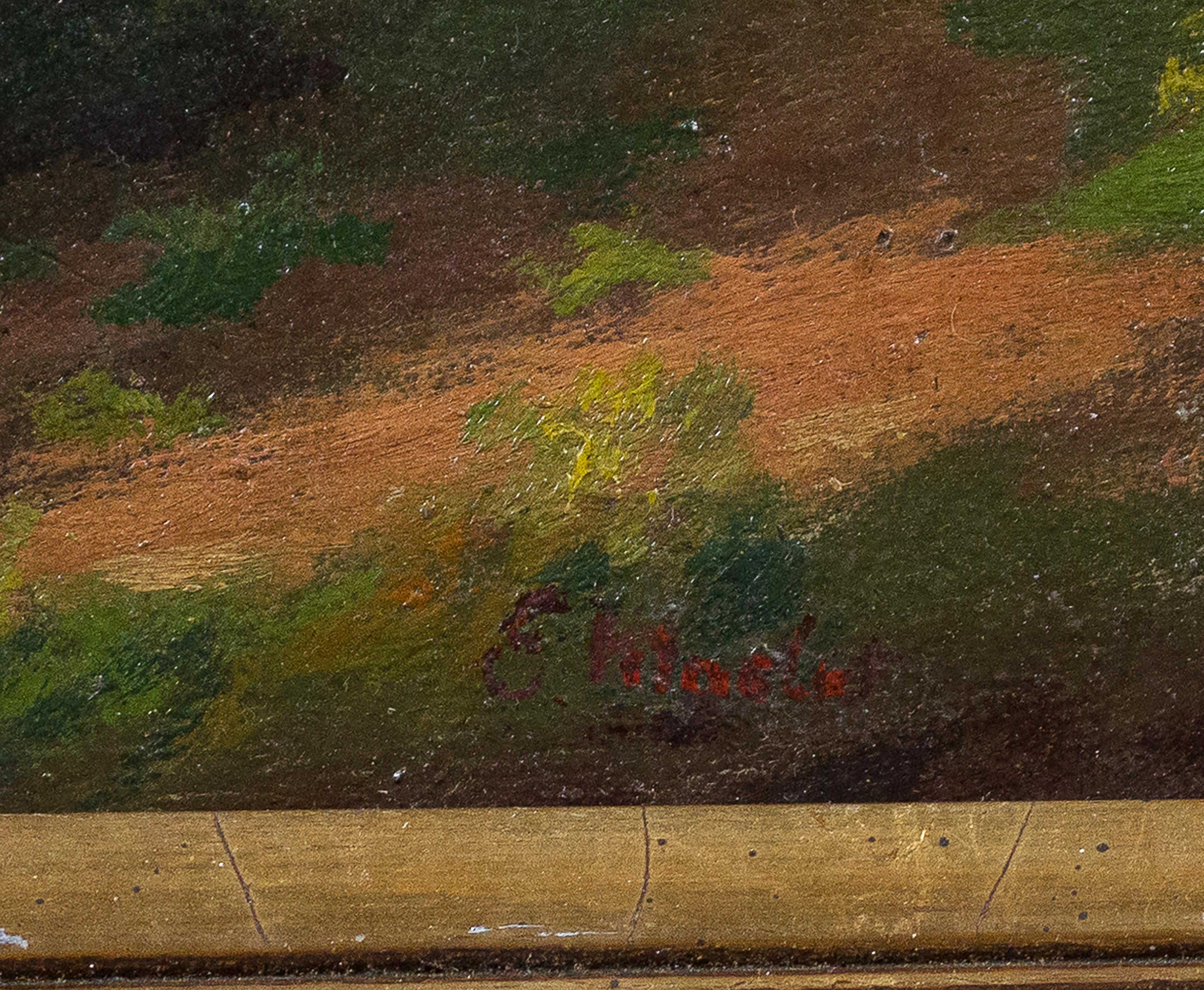 Antique American Impressionist Gilt Framed Landscape Signed Oil Painting For Sale 4