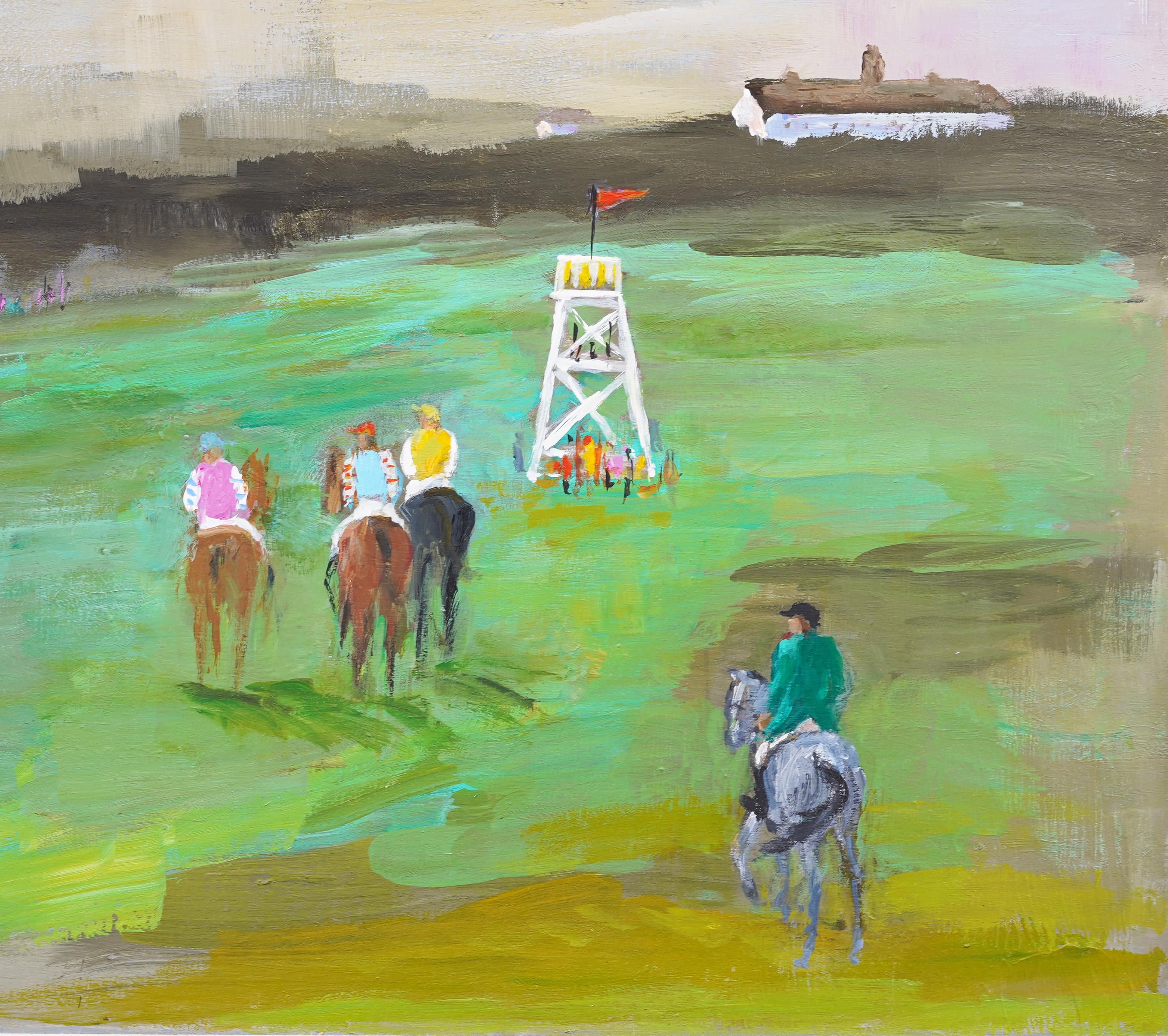 Ancienne peinture à l'huile impressionniste américaine des Hamptons représentant un portrait de cheval de polo en vente 1