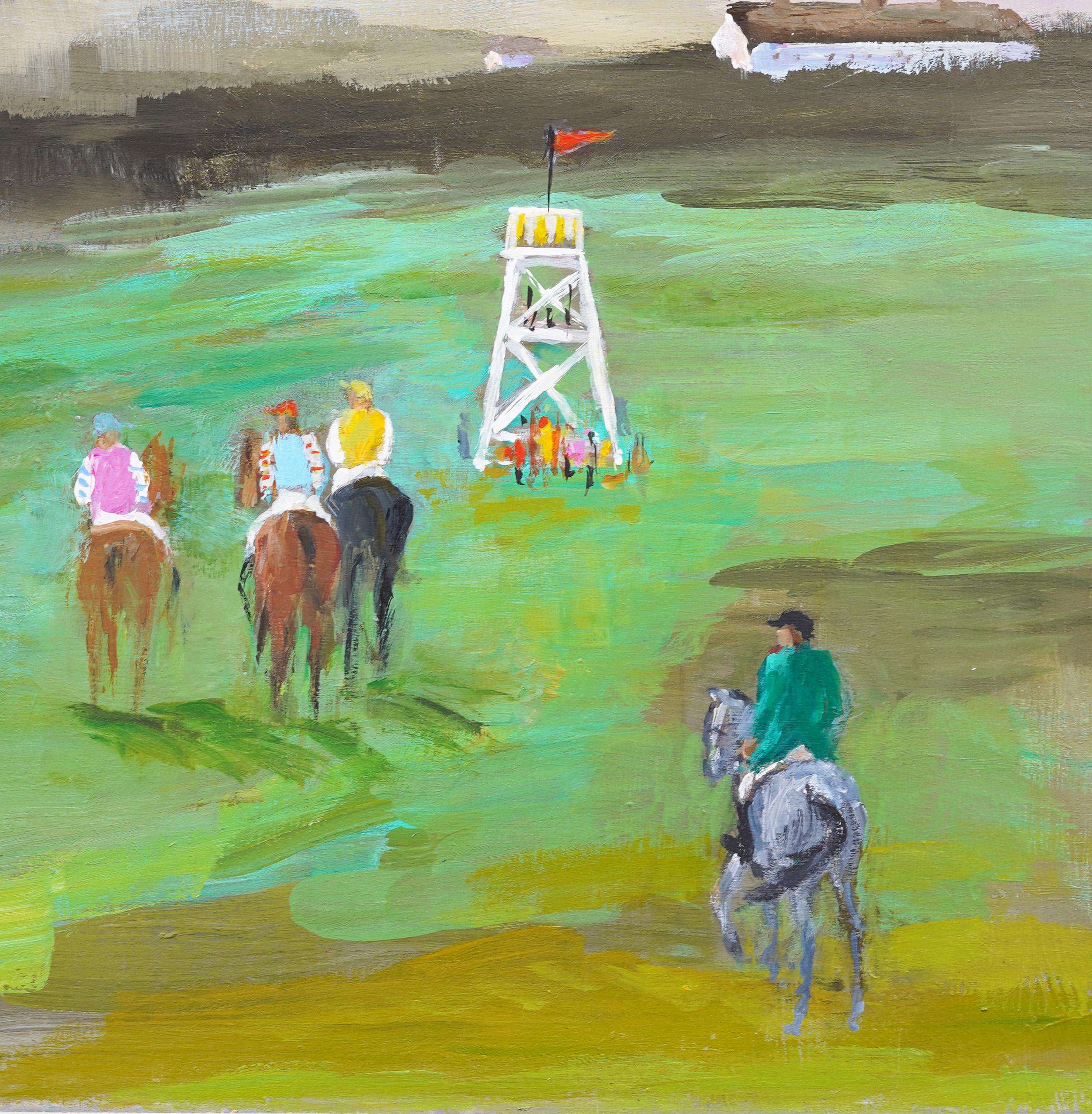 Antique American Impressionist Hamptons Polo Field Horse Portrait Oil Painting For Sale 3