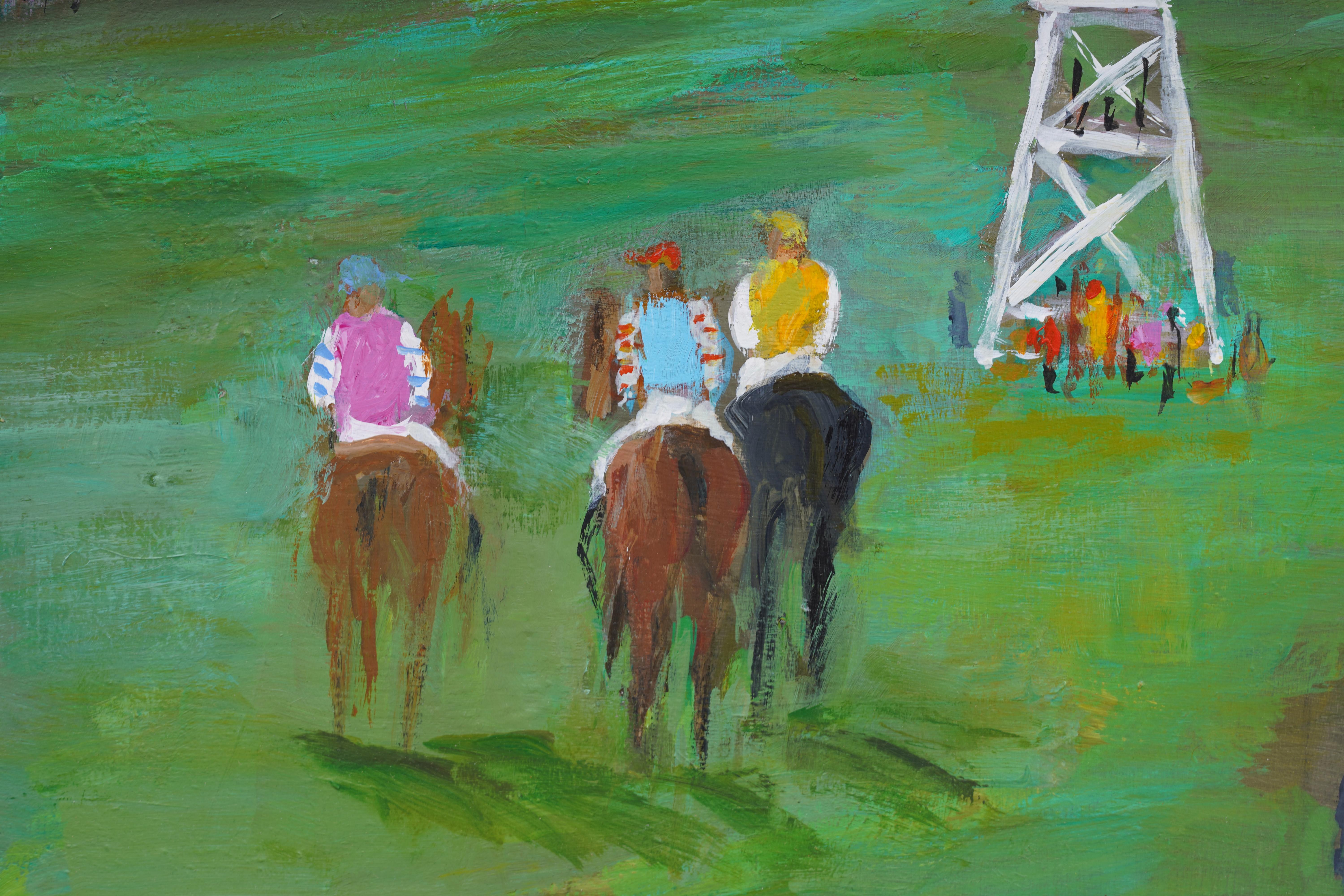 Ancienne peinture à l'huile impressionniste américaine des Hamptons représentant un portrait de cheval de polo en vente 3