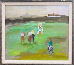 Vintage American Impressionist Hamptons Polo Field Horse Portrait Oil Painting