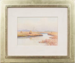 Antique American Impressionist Haystack Landscape Framed Signed Fall Painting