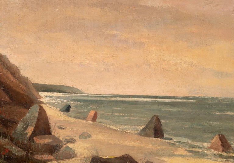 Antique American Impressionist Hudson River School Coastal Seascape Oil Painting For Sale 2