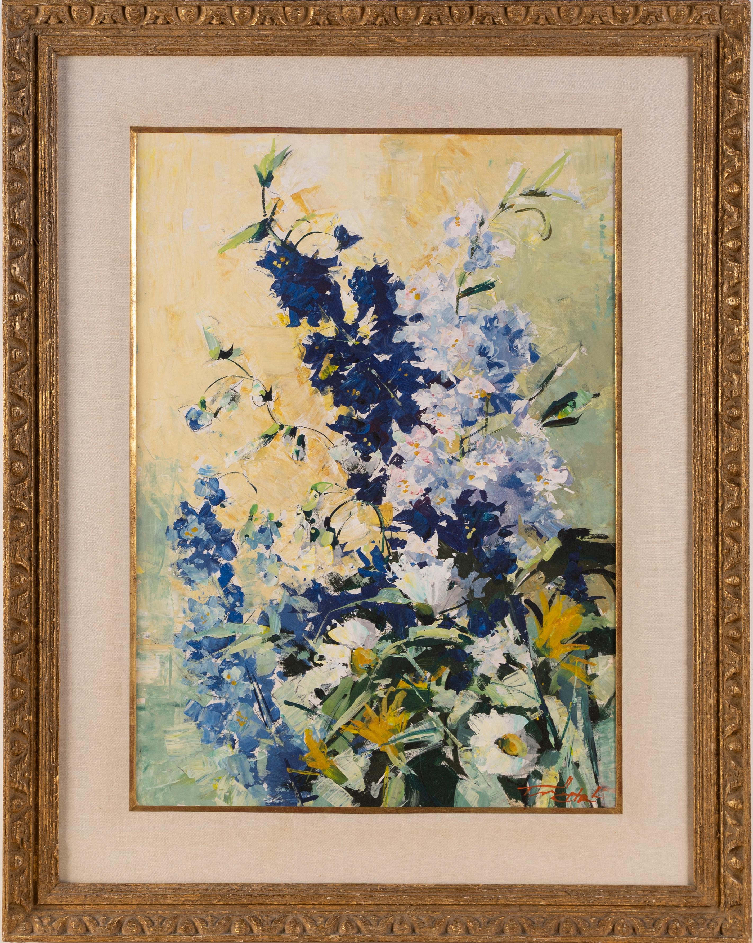 Ancien cadre de peinture impressionniste américain d'époque, grande nature morte à fleurs, période - Moderne Painting par Unknown
