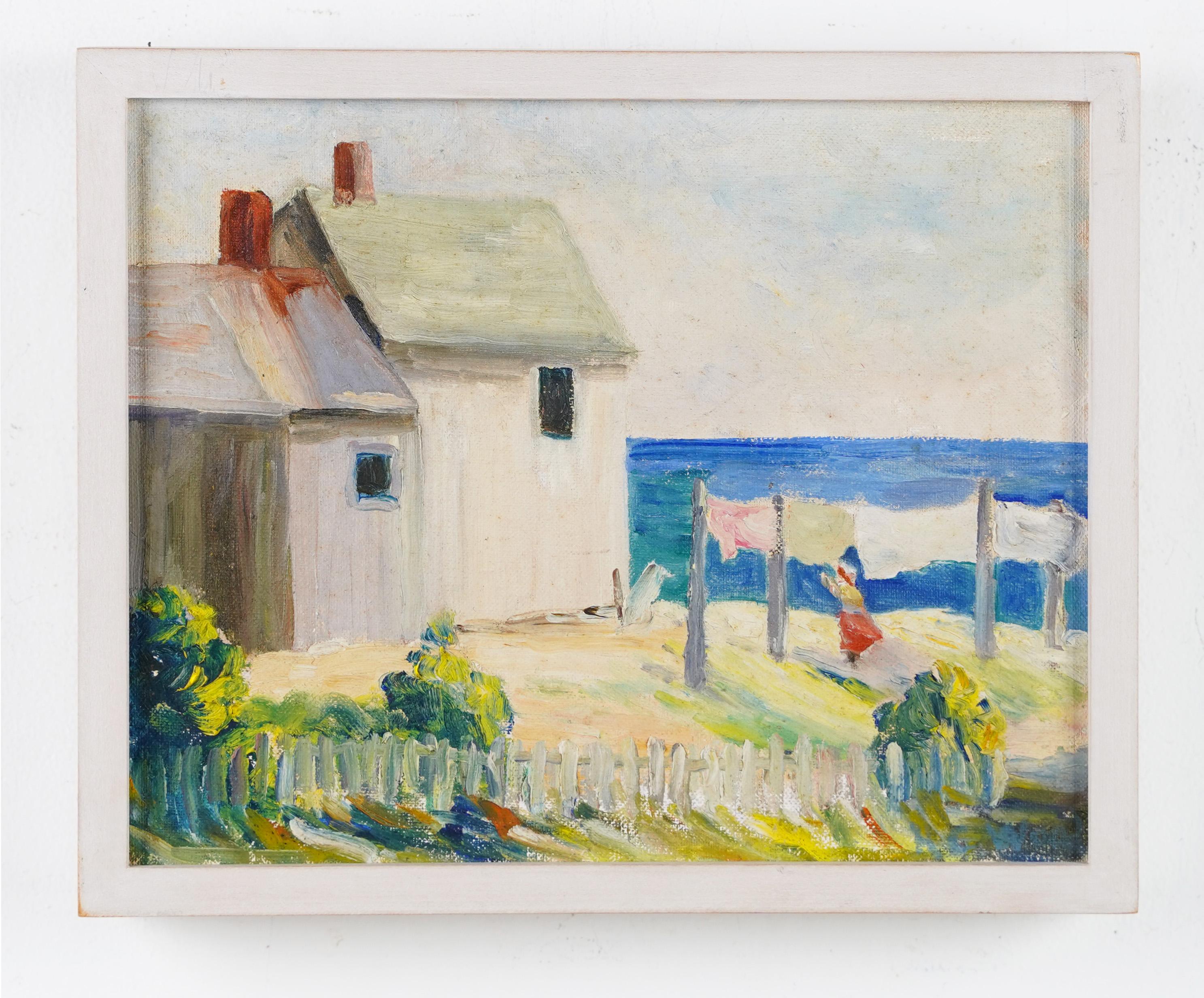 Vintage American impressionist painting. Oil on board, circa 1940.  Framed.   Image size, 10L x 8H. 
