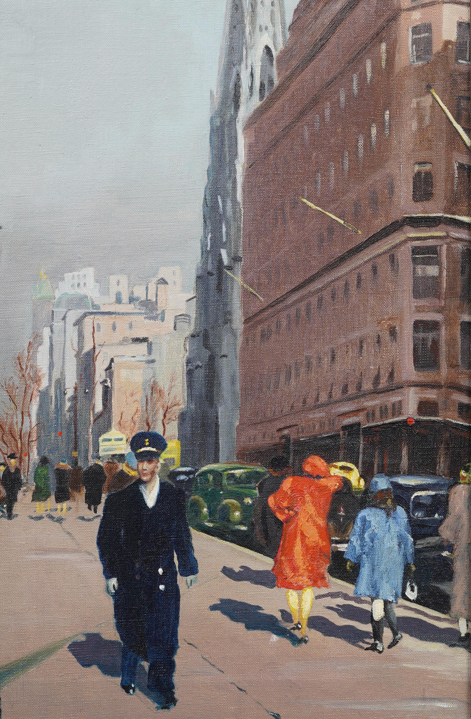 Quadro di paesaggio urbano impressionista americano dipinto molto bene.  Olio su tela.  Firmato.  Custodito in una cornice d'epoca e in ottime condizioni, pronto per essere appeso.  Dimensioni dell'immagine, 14