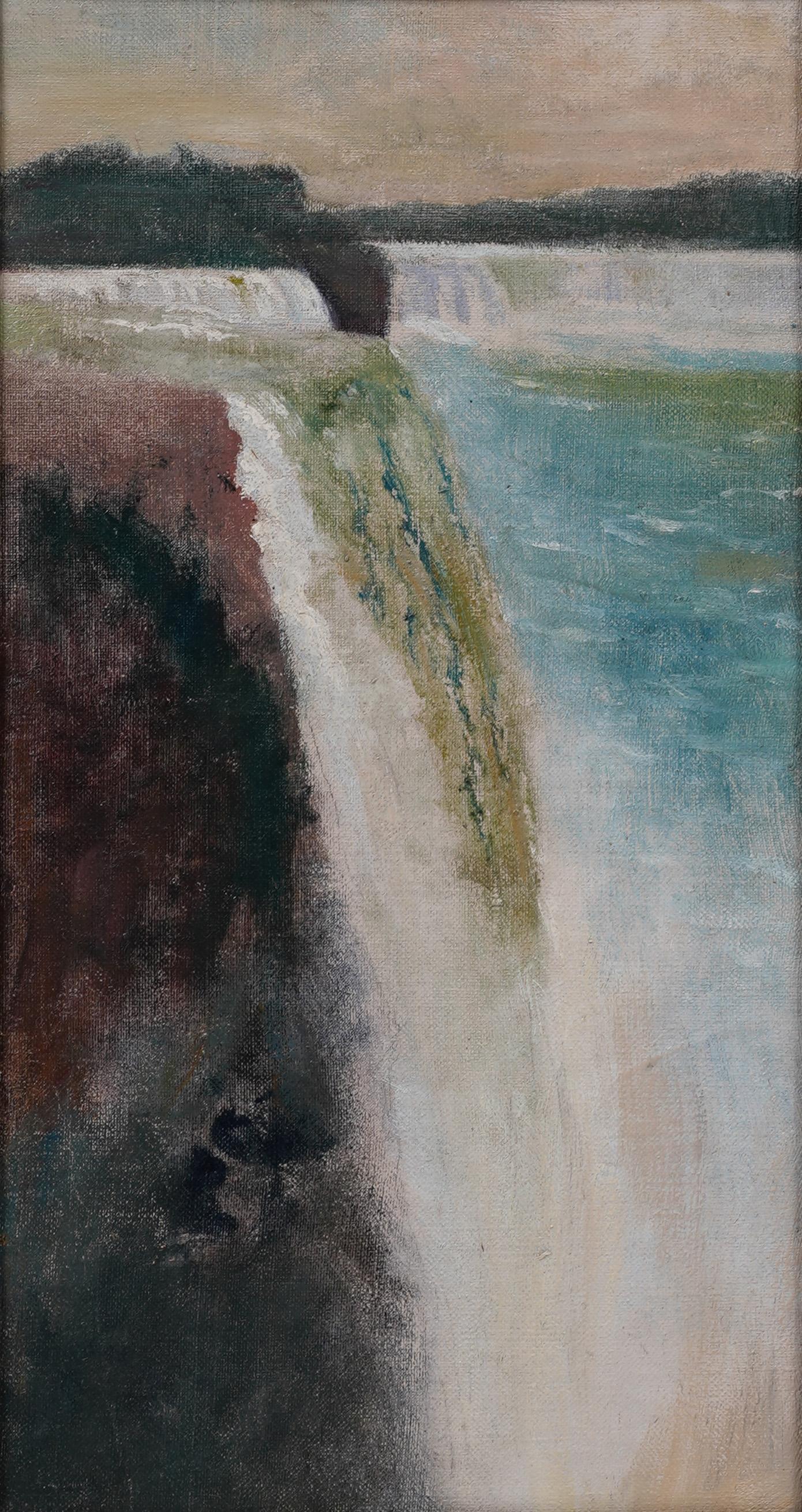 Paysage impressionniste américain ancien représentant les chutes du Niagara.  Huile sur toile.  Non signée.  Encadré.