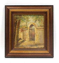 Antique American Impressionist Painting South Dakota 1909 Garden Gate Framed