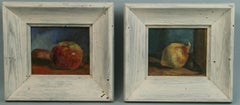 Antique American  Impressionist  Pair Fruit Still life oil Paintings 1940