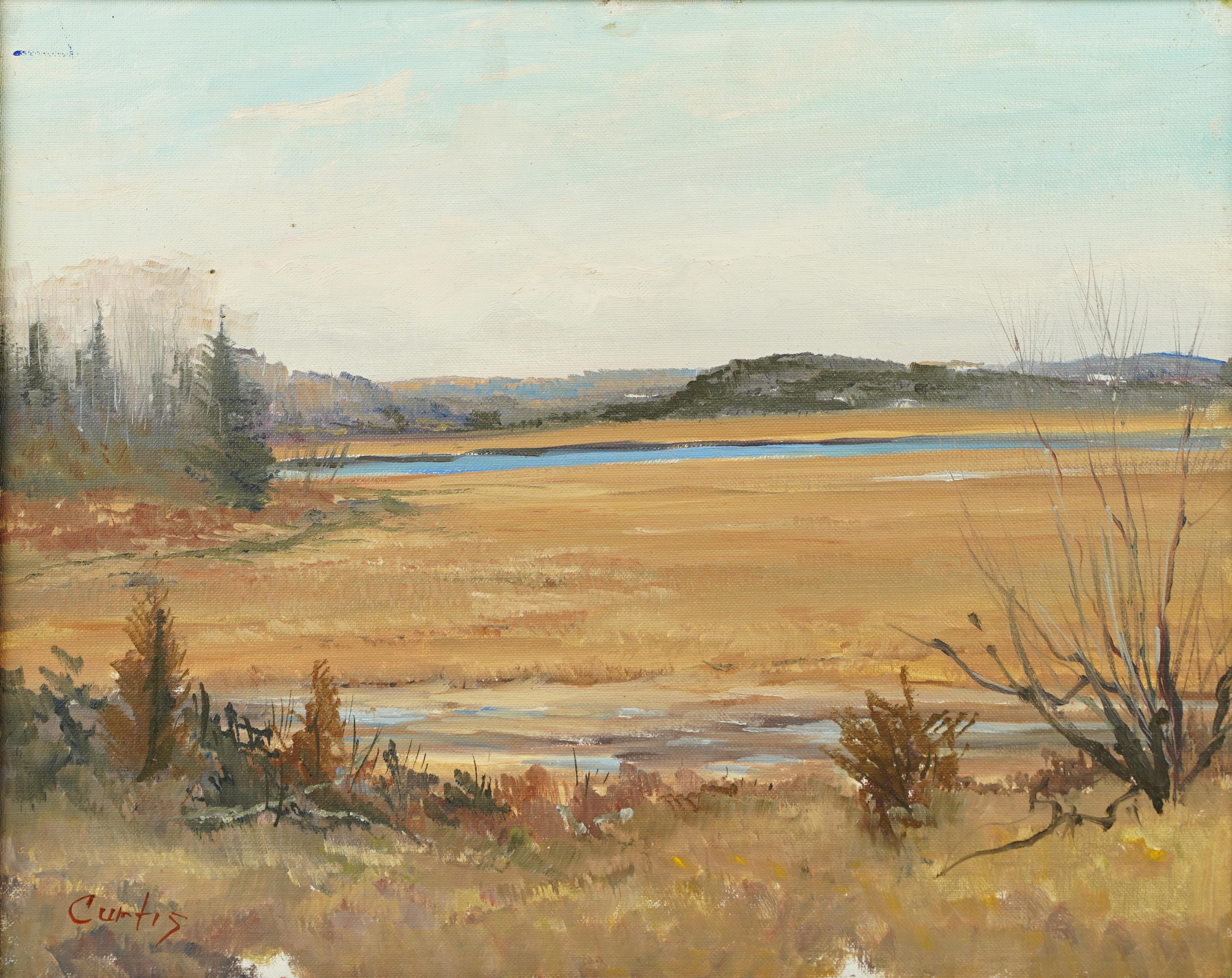 Antique American Impressionist School Signed Framed Fall Landscape Oil Painting 1