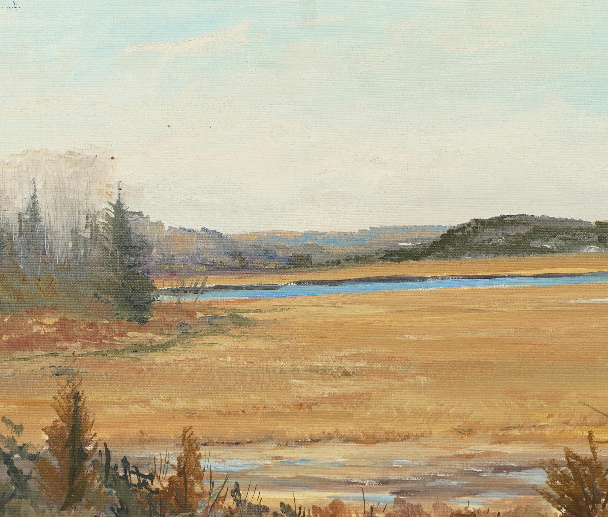 Antique American Impressionist School Signed Framed Fall Landscape Oil Painting 2
