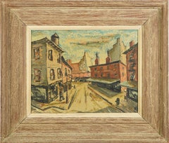 Antique American Impressionist Signed New York Cityscape Framed Oil Painting