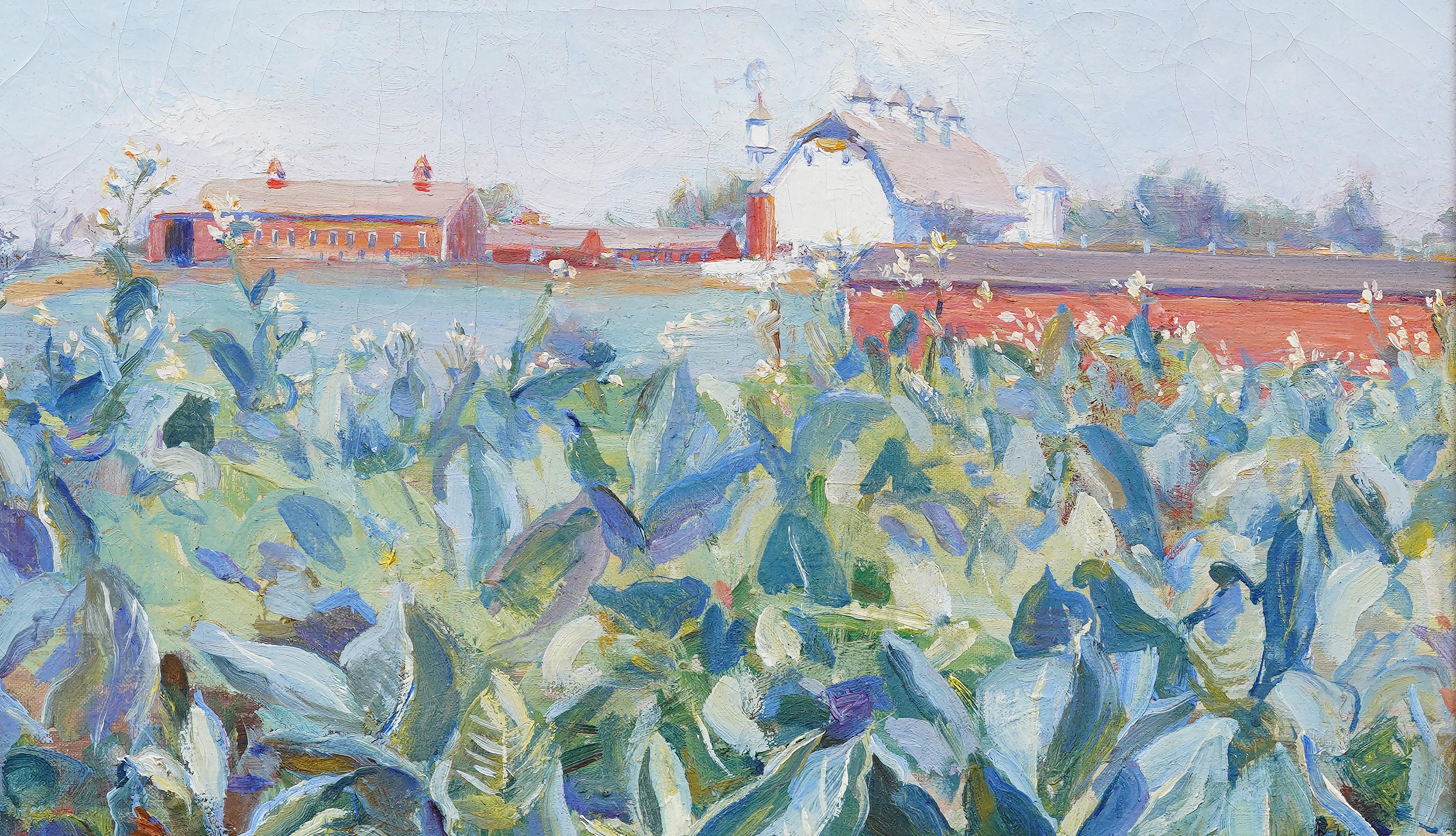 Impressionante dipinto a olio di un paesaggio impressionista americano.  Incorniciato.  Olio su tela. Dimensioni dell'immagine, 12H per 16L. Soggetto meraviglioso e ottimi colori.  Ottime condizioni, pronto per essere appeso.