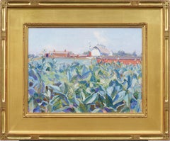 Antikes amerikanisches impressionistisches Ölgemälde, Southern Gold gerahmte Bauernlandschaft, Ölgemälde