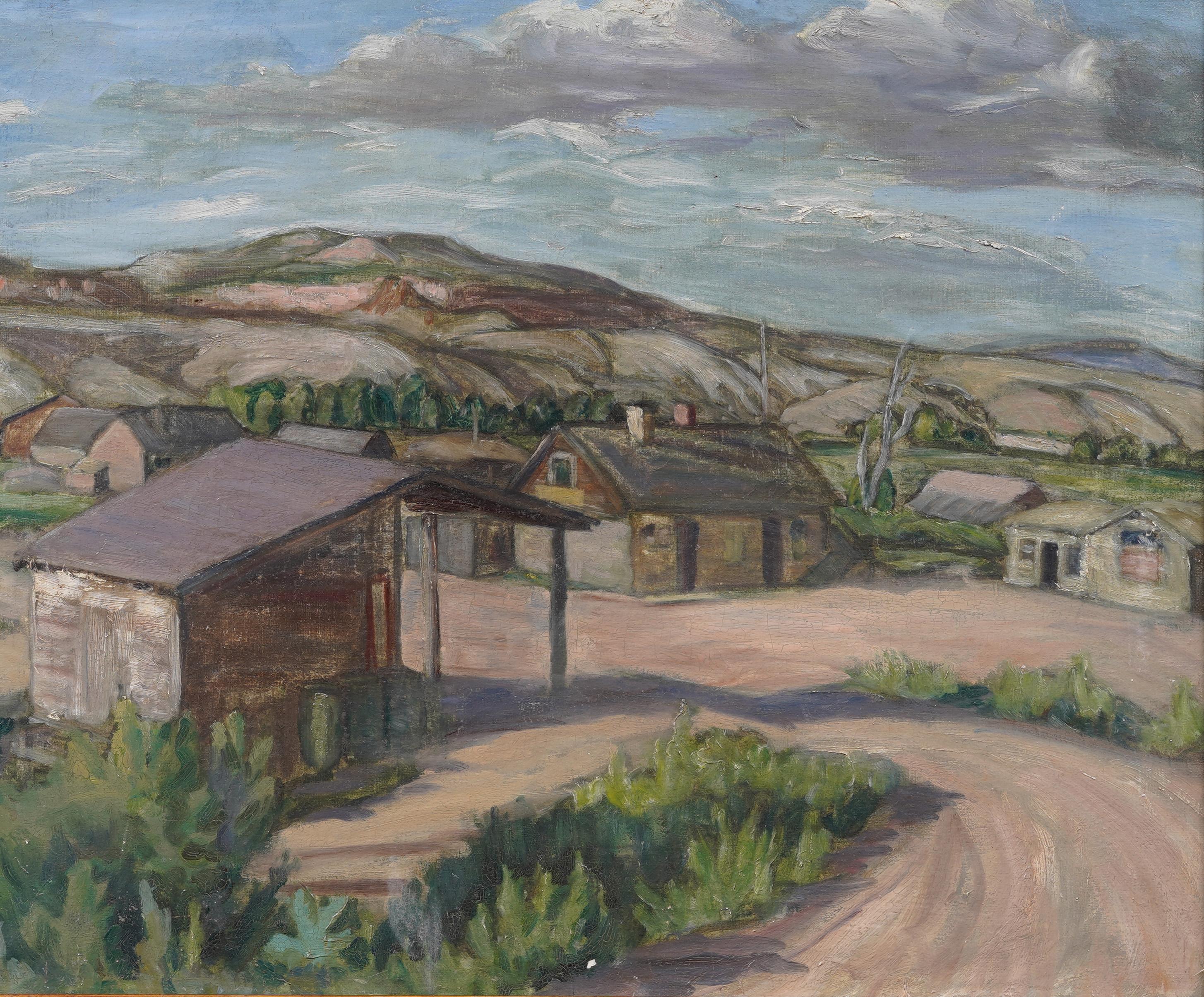 Impressionante dipinto a olio di un paesaggio impressionista americano.  Incorniciato.  Olio su tela.   Dimensioni dell'immagine, 20H per 24L.