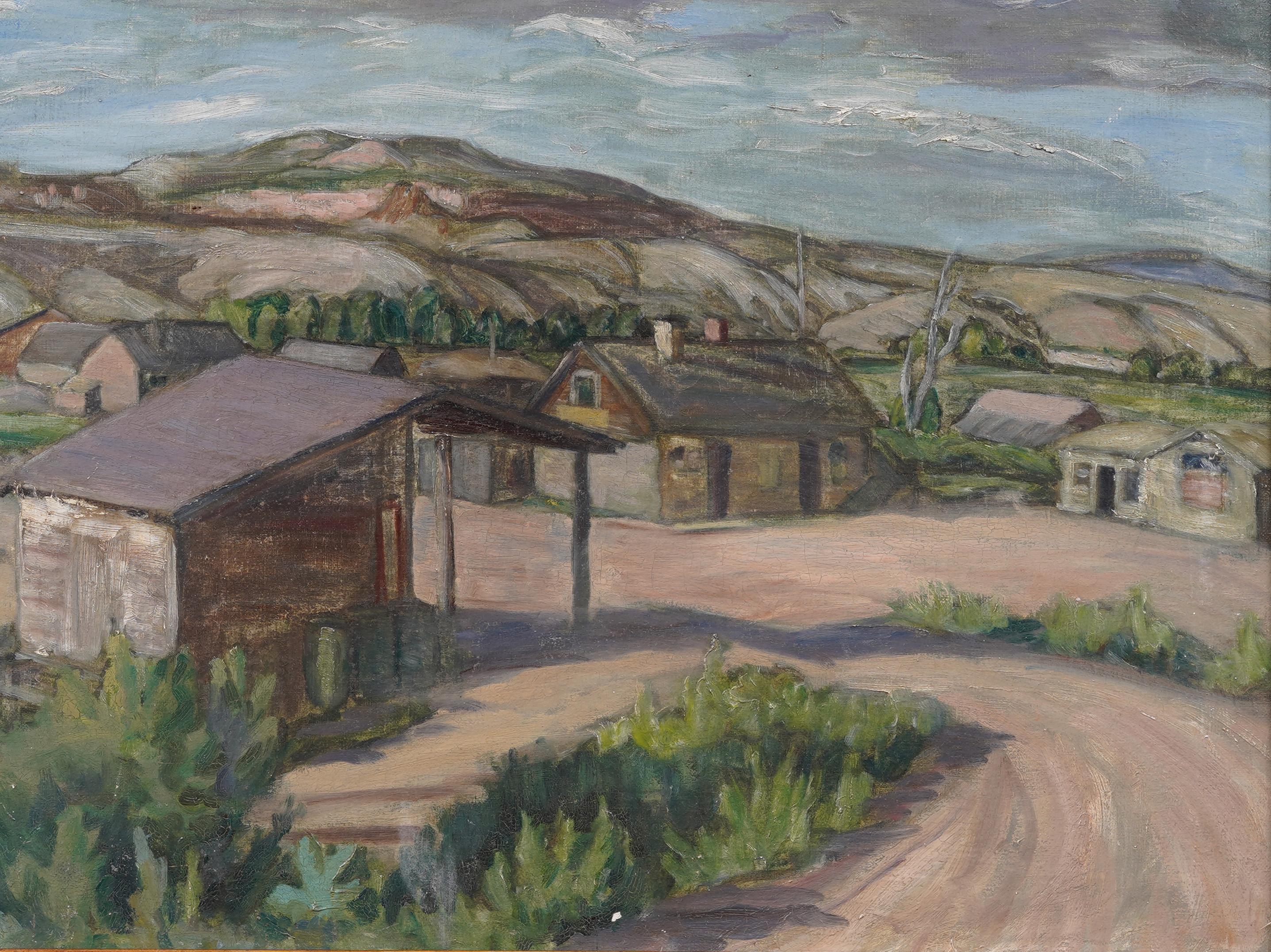 Antico dipinto a olio impressionista americano del paesaggio dello Utah sud-occidentale con cornice 1