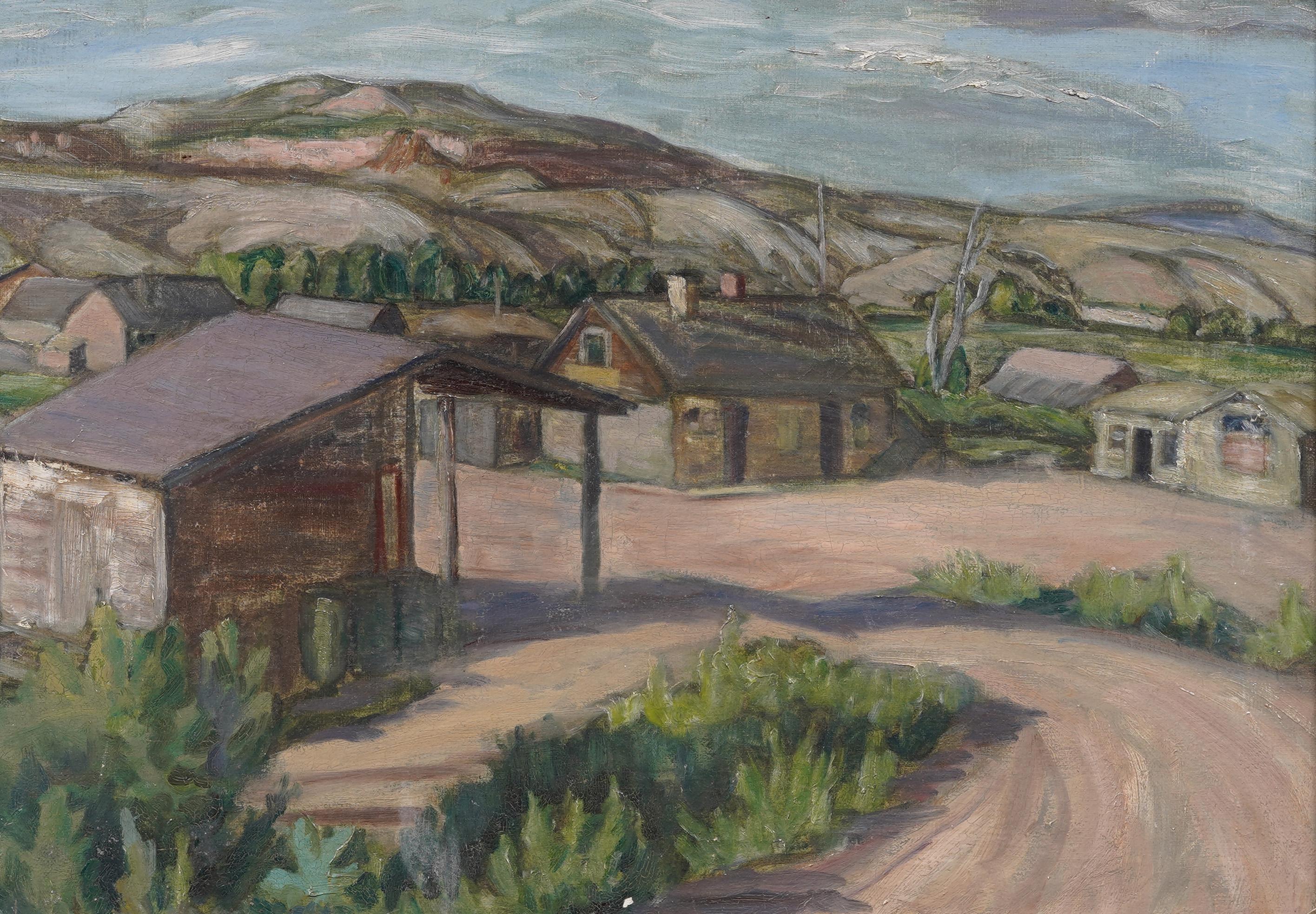 Antico dipinto a olio impressionista americano del paesaggio dello Utah sud-occidentale con cornice 2