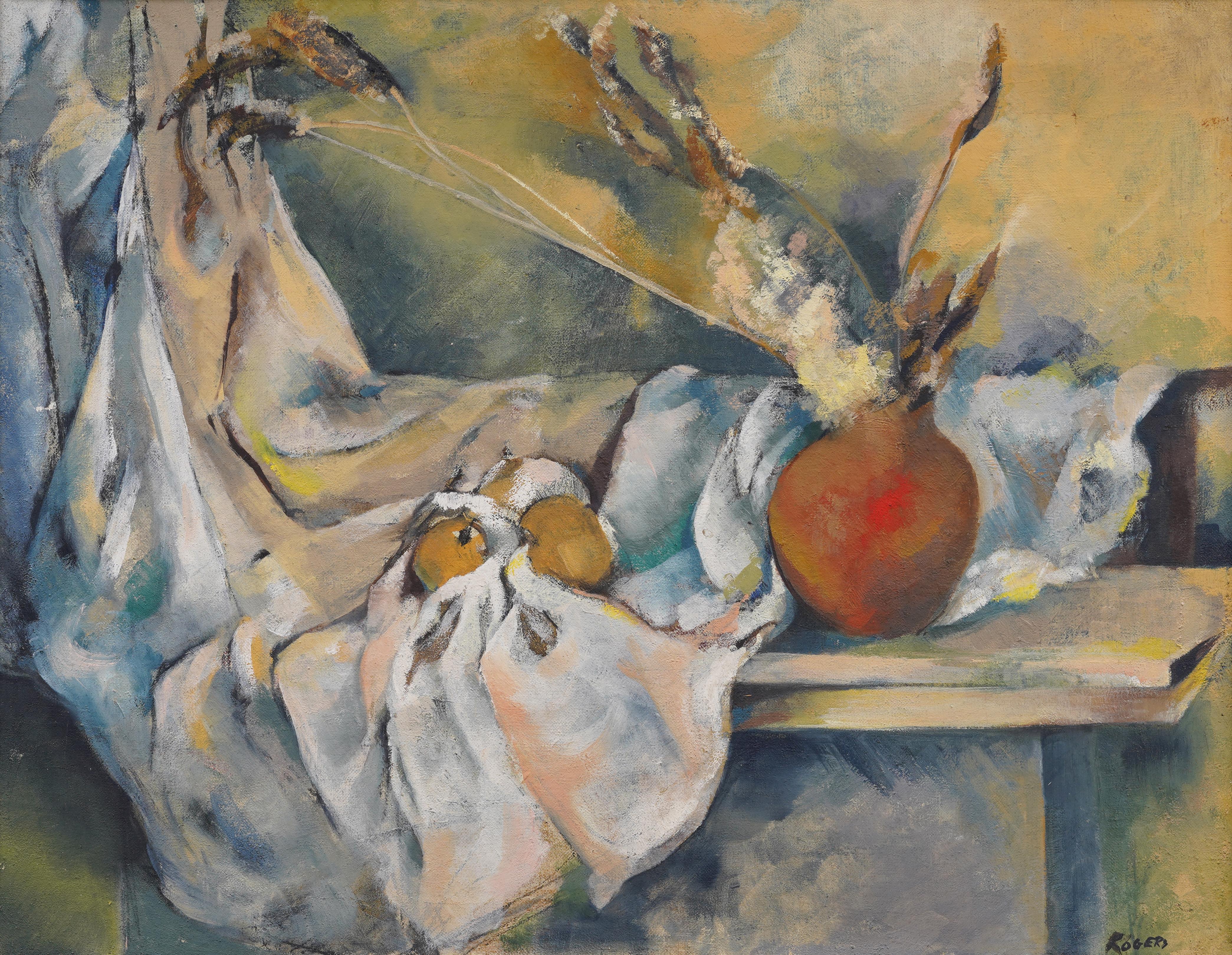 Antikes amerikanisches impressionistisches Stillleben, signiertes gerahmtes kubistisches Ölgemälde (Impressionismus), Painting, von Unknown