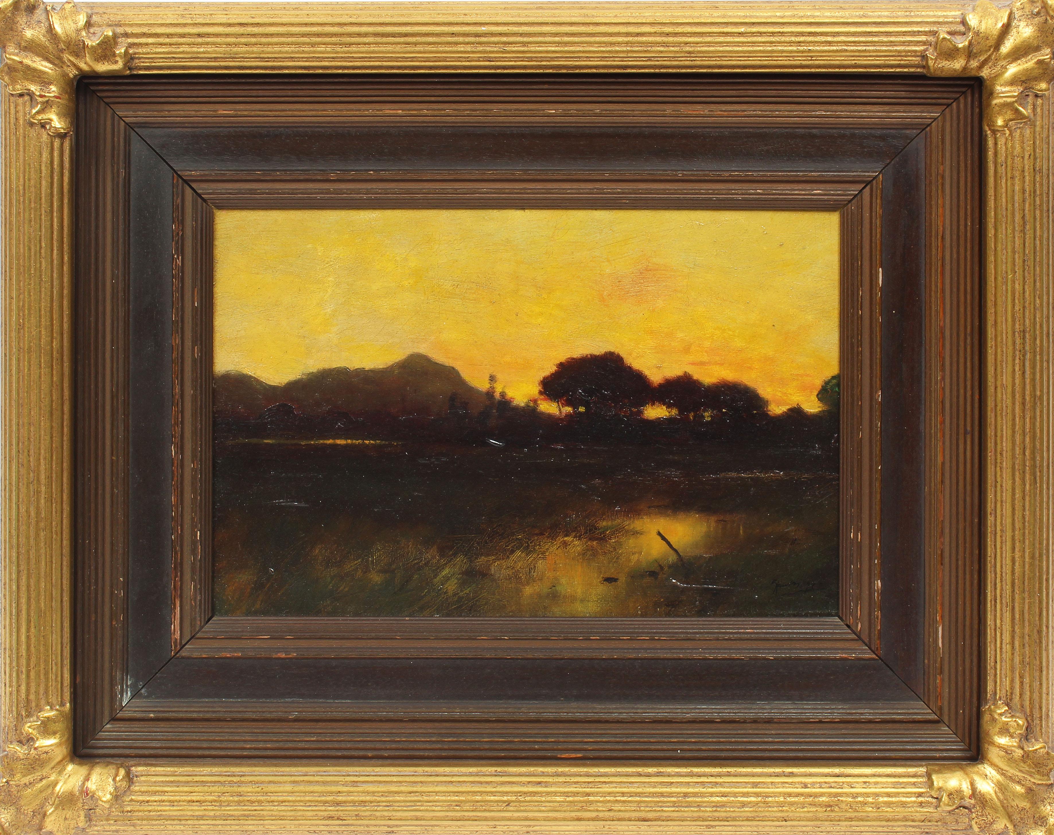Arthur Sparks Landscape Painting - Antique American Impressionist Tuscan Arizona Sunset Landscape RARE Oil Painting