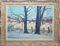 Antique American Impressionist Winter Landscape Painting, Wheeler West Virginia