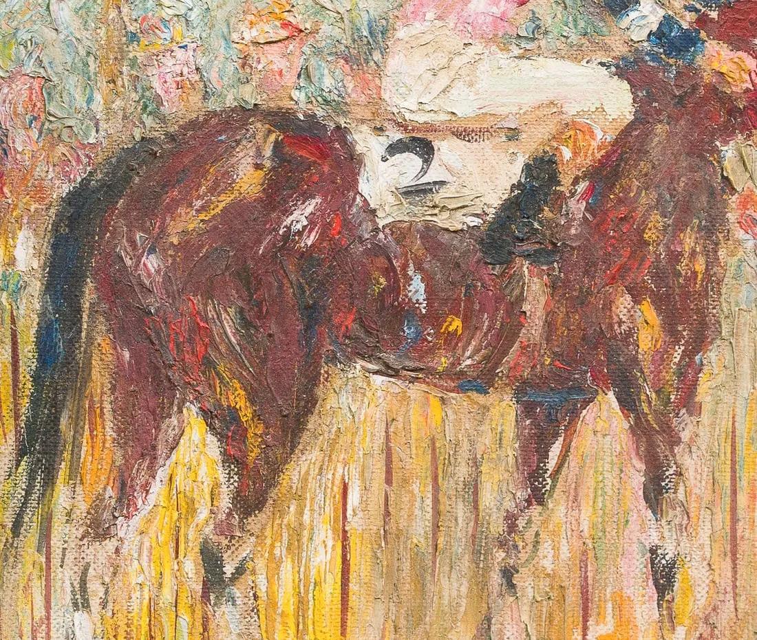 Olio su tela.  Incorniciato.  Dimensioni dell'immagine, 8H x 11L.  Firmato.