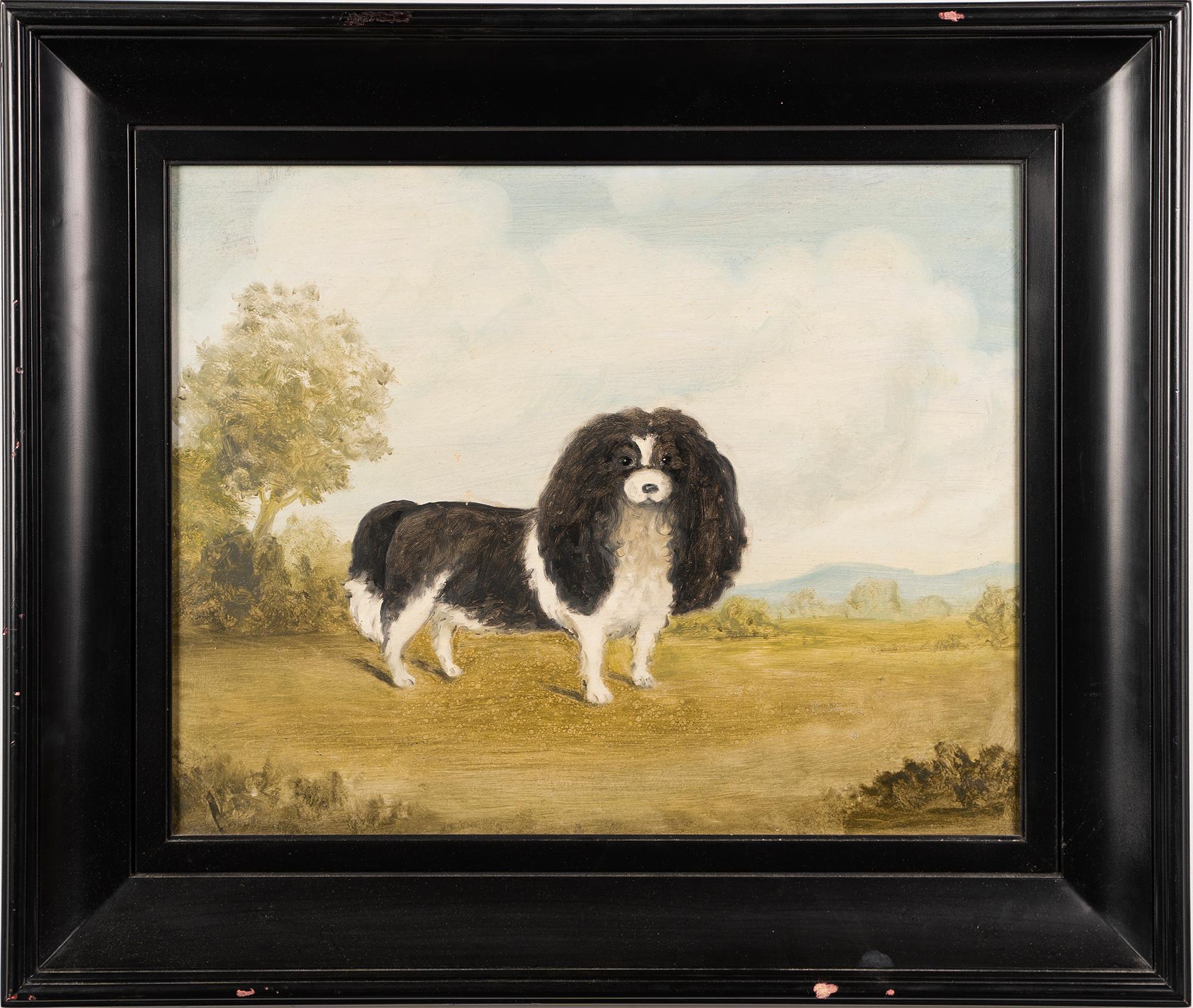 Unknown Landscape Painting - Antique American Modern Original Dog Portrait Oil Painting of Sleeping Bulldog 