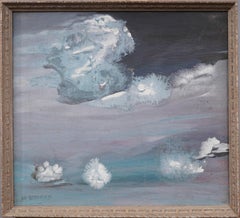 Antique American Modernist Abstract Cloudscape Framed Signed Rare Oil Painting