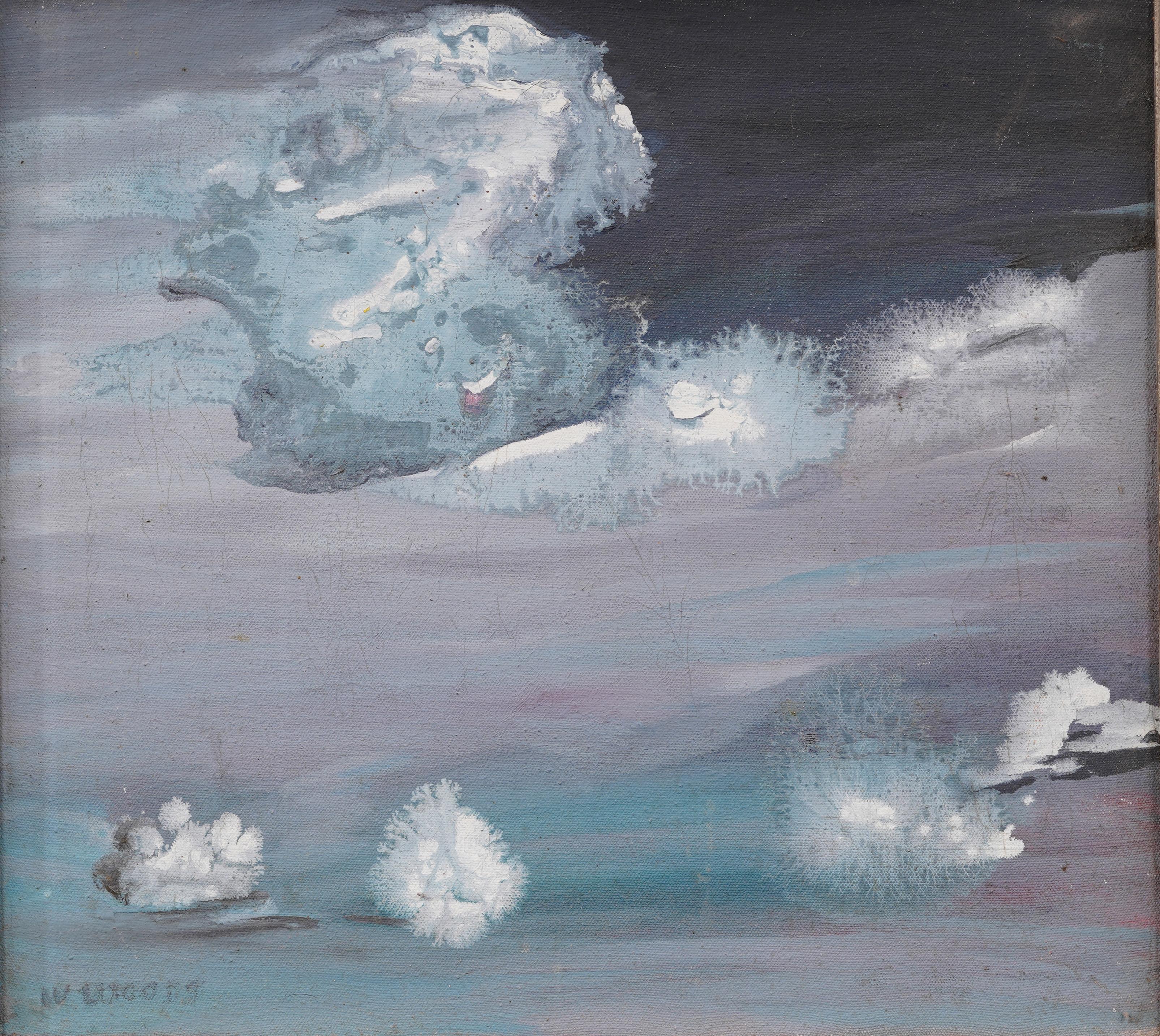 Ancienne peinture à l'huile américaine moderniste abstraite encadrée et signée - Abstrait Painting par Unknown