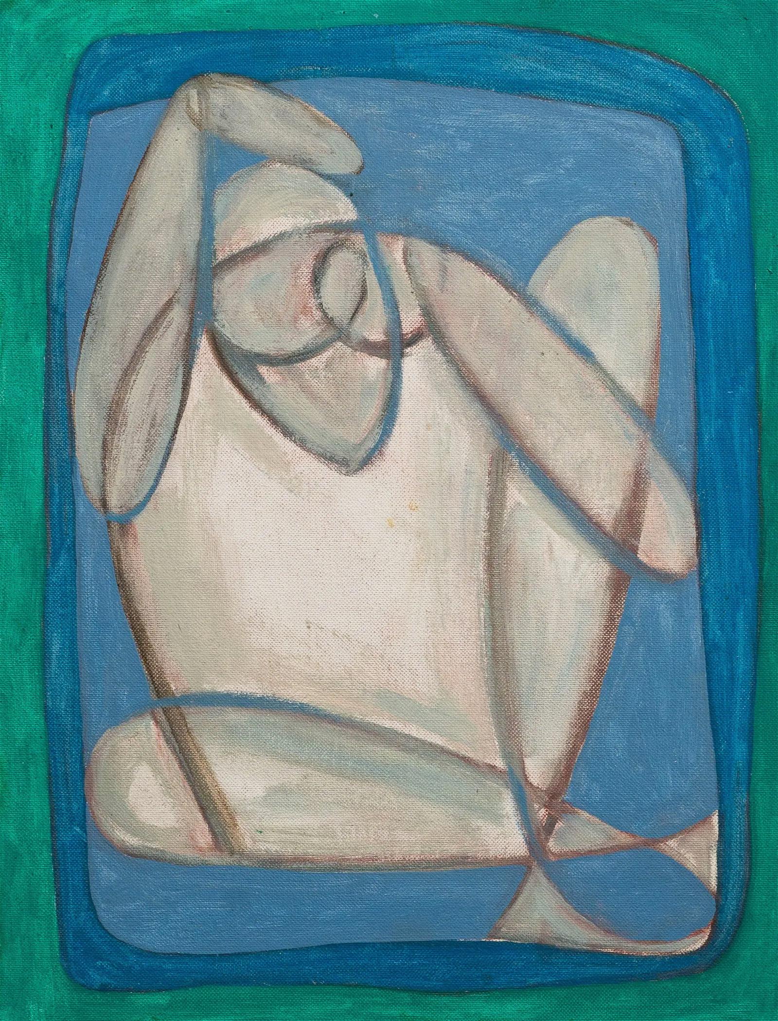 Antico ritratto cubista astratto modernista americano, dipinto ad olio con cornice - Painting Cubismo di Unknown
