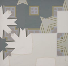 Antique American Modernist Abstract Expressionist Framed Geometric Oil Painting