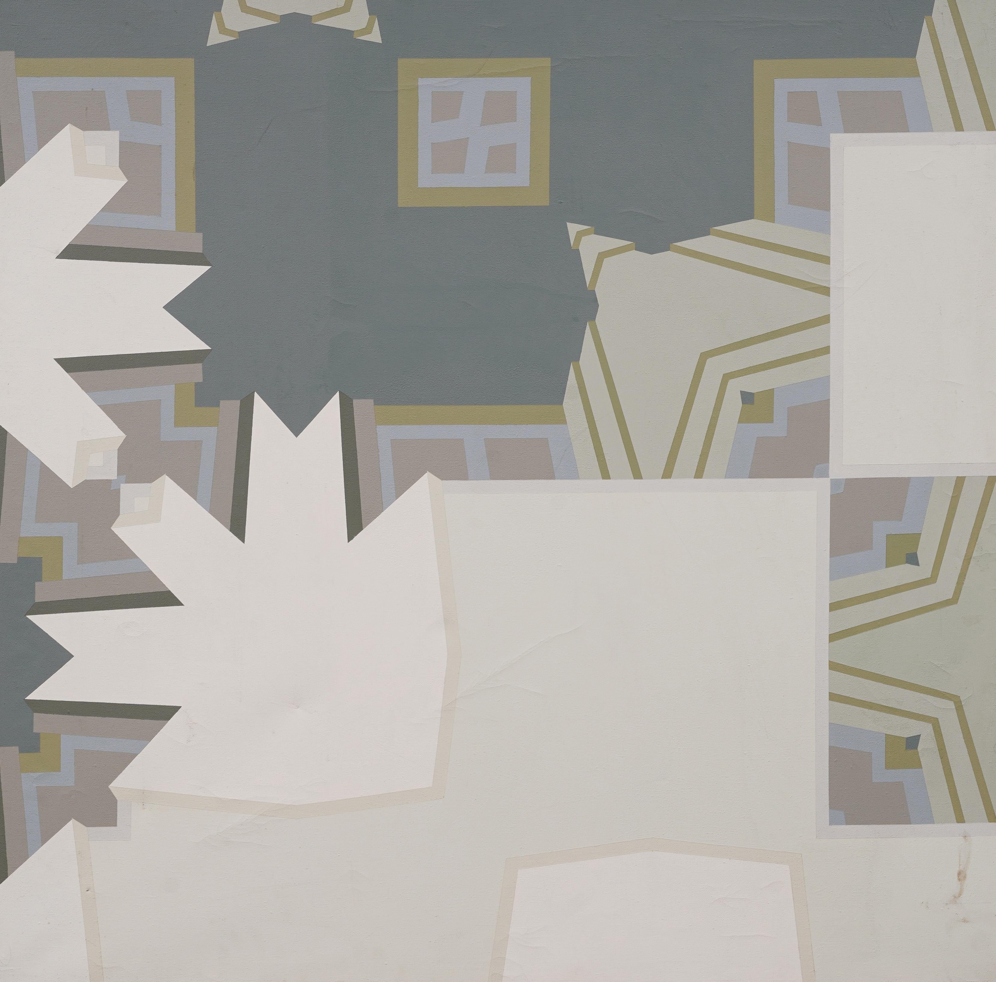 Impressive early American modernist abstract geometric oil painting.  Framed.  Oil on canvas.  