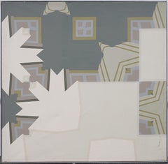 Antique American Modernist Abstract Expressionist Framed Geometric Oil Painting